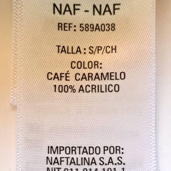 NAF NAF Paris LACE top knit sweater Sz S Café Caramelo Color BOHO SUMMER OFFICE - Picture 10 of 13